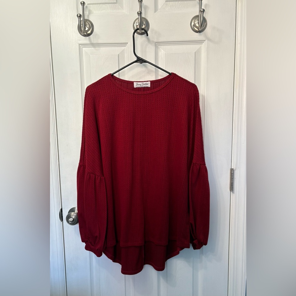 Jenny Boston Long Sleeve Knit Tunic - Wine Red (L)